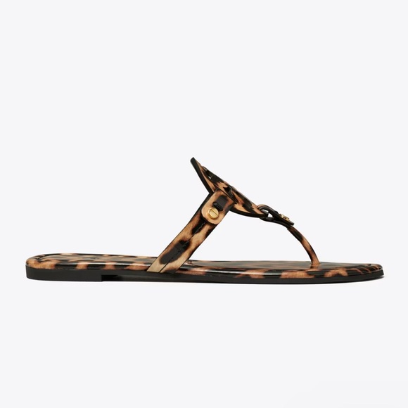 Tory Burch MILLER PRINTED PATENT SANDAL 7.5 Classic Leopard - Picture 4 of 12
